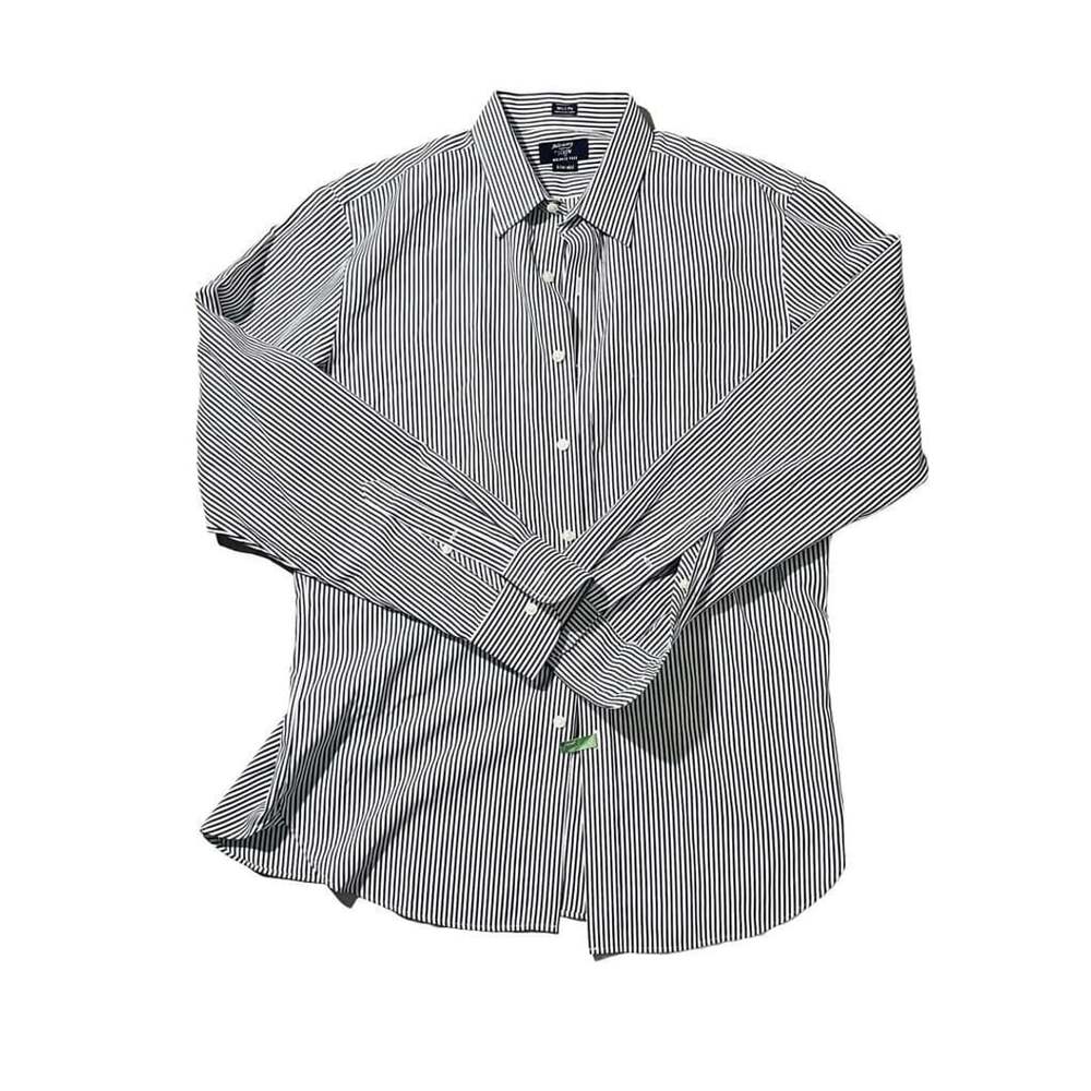 J.Crew Haberdashery Dress Shirt Size L 16-16.5 Blue White Stripe Wrinkle Free